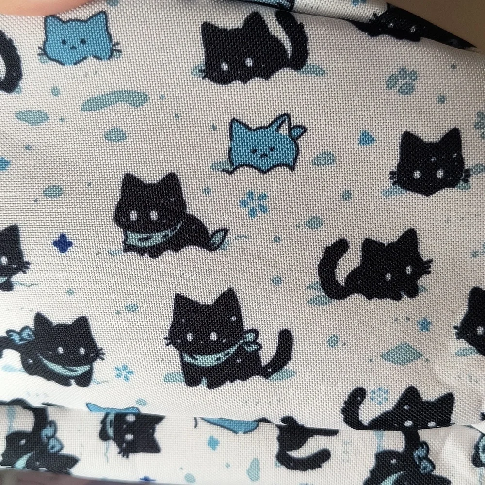 Cat Print Cosmetic Bag - Black and Blue